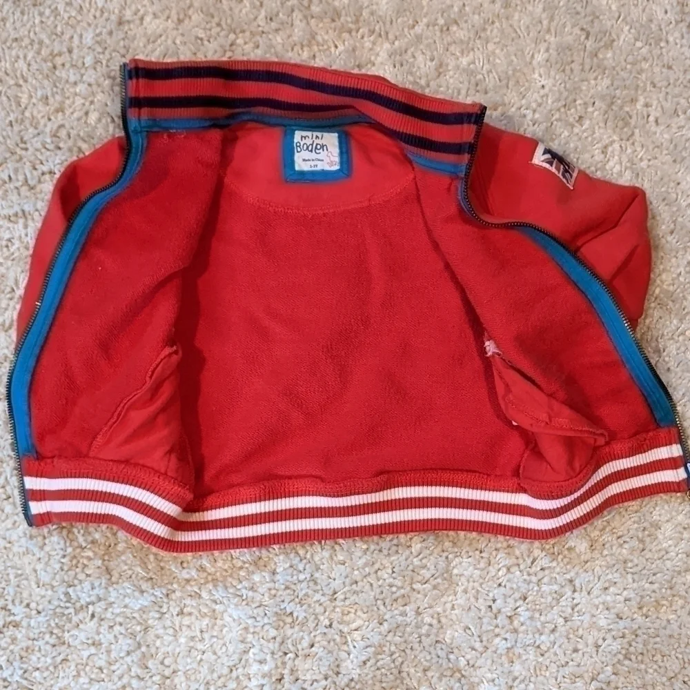 𝅺MINI Boden 2-3 years Zip Front Sweatshirt Dog Patch